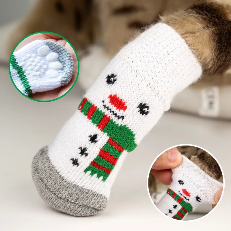 Holiday-themed Christmas pet socks for dogs with anti-slip properties. Elastic dog socks with PVC adhesive inner sole. - Image 3