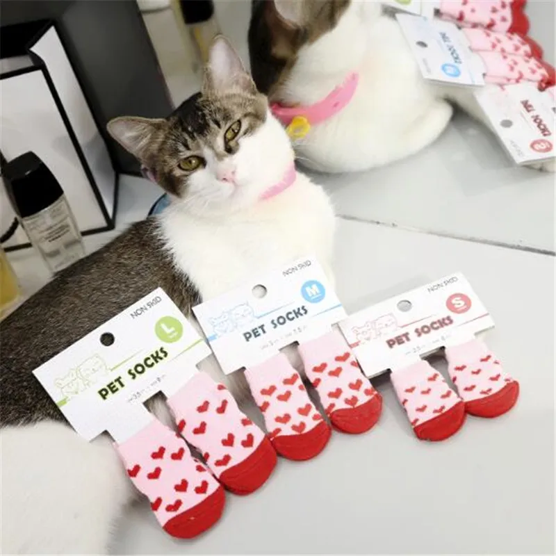 4Pcs Cute Pet Dog Socks with Print Anti-Slip Cats Puppy Shoes Paw Protector Products for Small Breeds Spitz York Dogs Chihuahua - Image 3